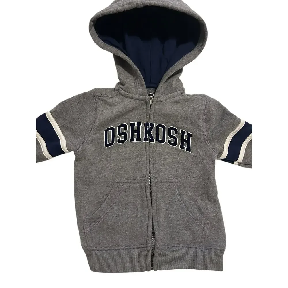 OshKosh Sweater Size 9 months Gray Hoodie Full Zip Long Sleeves